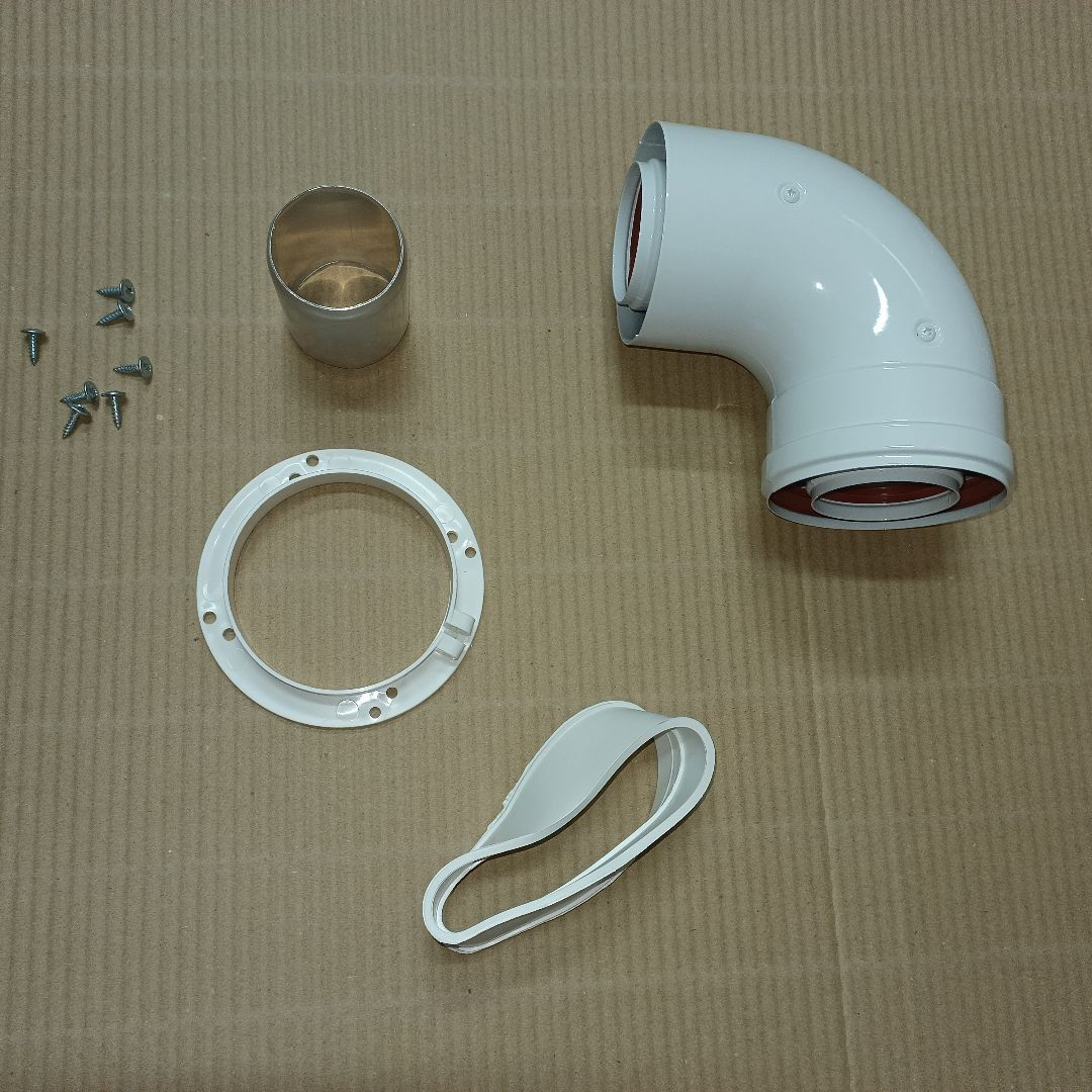 Колено коаксиальное стартовое 60/100 90гр фланец, хомут, втулка Camino