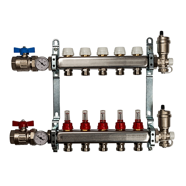 Кол.груп.5-вых с рас С КРАНАМИ НЕРЖ.(5шт) VR113-05 ViEiR
