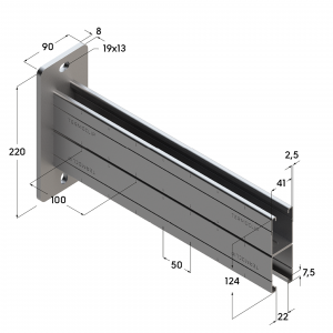 Консоль 41x124x2,5-1000 Termoclip размеры