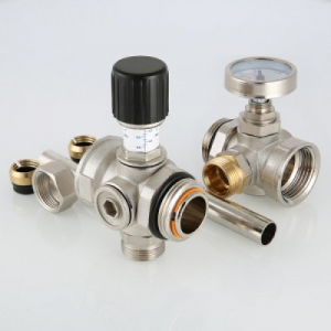 Байпас проходной с перепускным клапаном и термометром Valtec