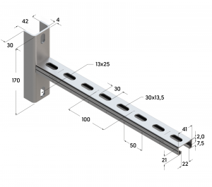 Консоль седельная 41x21x2,0 размеры