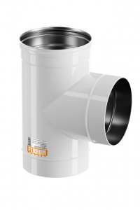 Тройник-Д 90° (430/0,5мм) Ф120 (430 / 0,5 мм - Краска RAL 9003, глянцевый белый) Ferrum