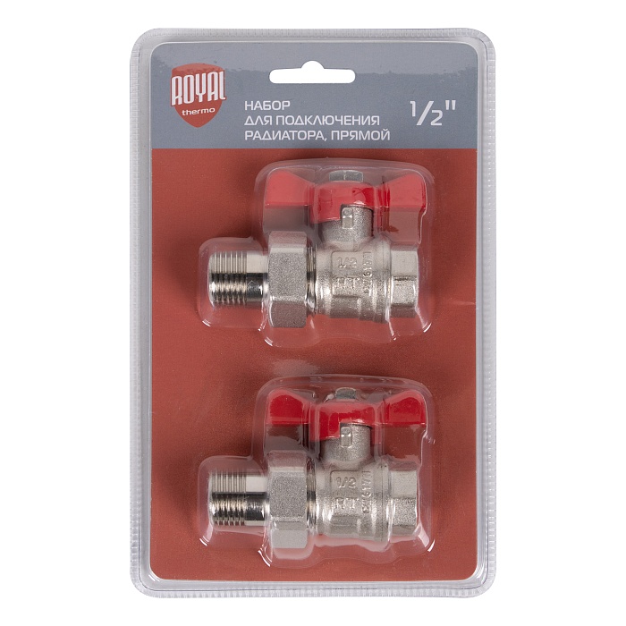 Набор для подключ. радиатора 1/2 прямой (2 крана со сгоном) Royal Thermo