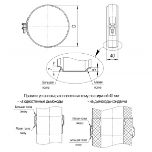 Хомут разнополочный (304/0,5) Ф150  Craft