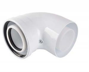 Отвод 90° Ø80/125 мм, Материал - Ø80 Ø125 АЛ